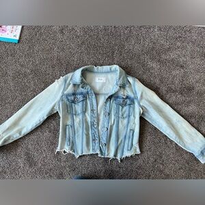 KanCan Light Blue Distressed Denim Shirt